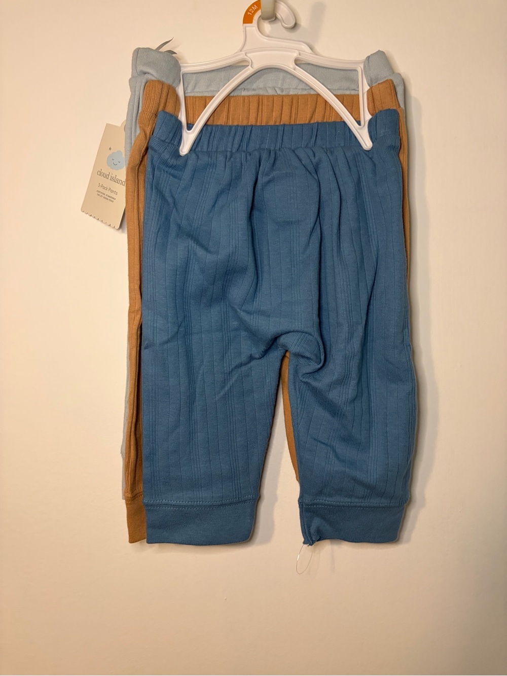 Cloud Island Blue, Brown , And Light Blue Ribbed Jogger Pants